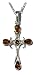 Sterling Silver Honey Amber Gothic Cross on Rolo Chain, 18