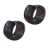  : Stainless Steel Thick Black Hoop Earrings