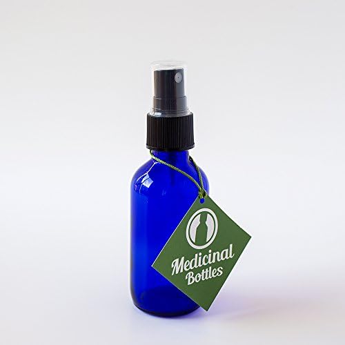 Blue Glass Bottle w/ Black Mist Sprayer and Leak-proof Cover 2 Oz (5 Pack)
