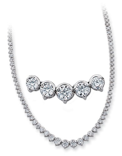 14K White Gold 7.95cttw Round Diamond Necklace 