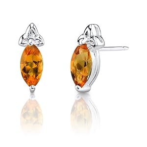 Buy 1.00 Carats Marquise Shape Citrine Earrings in Sterling Silver by Peora