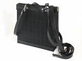 Black Leather and Silk Handbag