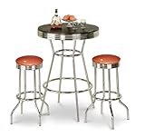 Chrome Bar Table & 2 Chrome Finish Glitter Copper Vinyl Seat Barstools