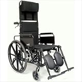 Aluminum Ultra Lightweight Full Recliner in Black Seat Width: 16 x 18