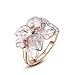 ROXI Platinum / Rose Gold Plated White Enamel Flower & Multi-Color Crystal Cocktail Ring with AAA Zircon, Best Gift Idea