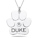 Personalized Dog Paw Pendant in Sterling Silver Amethyst Personalized Dog Paw Pendant in Sterling Silver Amethyst