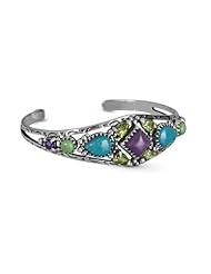 Sterling Silver Multi-Gemstone Turquoise Cuff Bracelet - Small