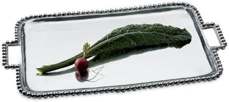 IHI Elegant Beaded Large Rectangle Handles Buffet Serving Tray