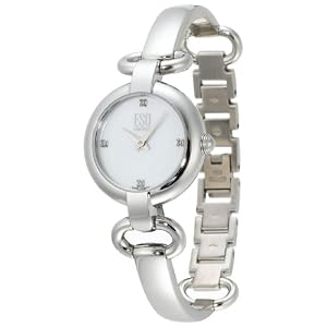 ESQ by Movado Women's Kali Stainless Steel Bangle White Mother of Pearl Dial Watch #07101339
