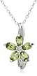 Sterling Silver Peridot and Diamond Accent Flower Pendant, 18"