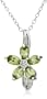 Sterling Silver Peridot and Diamond Accent Flower Pendant, 18"