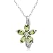 Sterling Silver Peridot and Diamond Accent Flower Pendant, 18"
