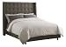 Skyline Furniture Linen Queen Full Nail Button Wingback Bed, Gray