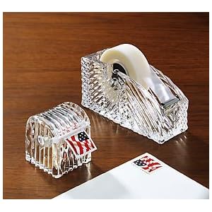 Lead Crystal Stamp and Tape Dispenser Set