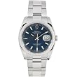 Rolex Mens Style Heavy Band Stainless Steel Datejust Model 116234 Oyster Band 18K White Gold Fluted Bezel Blue Stick Dial by Rolex