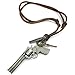 KONOV Mens Army Style Cross Handgun Gun Pendant Adjustable Leather Cord Necklace Chain, Brown