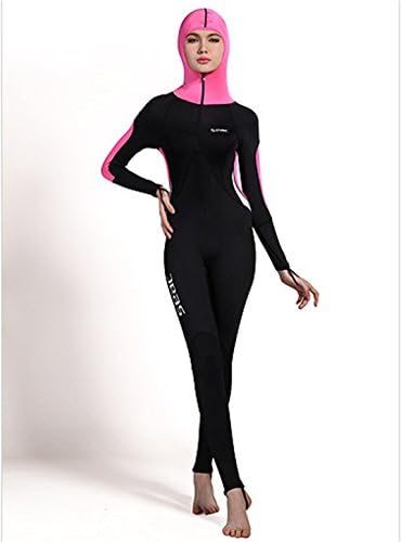 AZSHARAA long sleeve clothing medusa conjoined sun protection snorkeling surfing on diving suits woman swimwear (Pink, XXL)