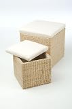 Medium Natural Water Hyacinth Bench Storage Cube Stool Trunk