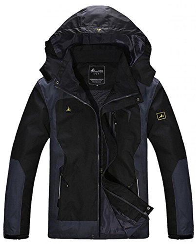 WantDo Men's Waterproof Mountain Jacket(Black)