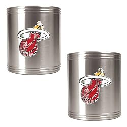 Miami Heat NBA 2pc Stainless Steel Can Holder Set - Primary Logo