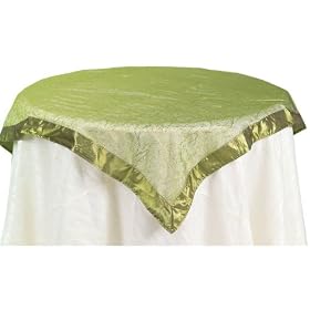 Pack of 4 Nature's Glow Green Sheer Glitter Organza Table Toppers 54