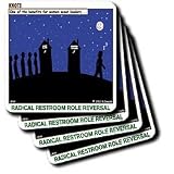 Rich Diesslins Funny KNOTS Scouting Cartoons - Radical Restroom Role Reversal - Womens Restrooms - Coasters