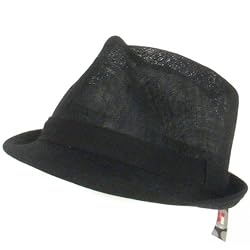 New 100% Linen Vented Stingy Fedora Trilby Hat Black Large / Extra Large