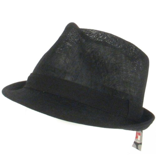 100% LINEN VENTED STINGY FEDORA TRILBY HAT BLACK MEDIUM