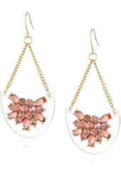 Floating Crystal Cluster in Gold Tone Earrings