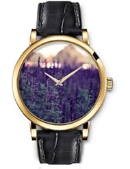 SPRAWL Aanalog Fashion Series Gold Ladies Watches of Genuine Black Leather Strap,Unique Wrist Watch for Women Girls Designed with Mountains covered with clouds