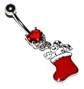 Pierced & Modified - Body Jewellery Navel Bars - Christmas Dangle Belly Bar - Stocking