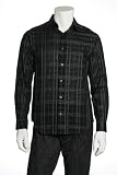 Perry Ellis Plaid Black & Gray Men's Button Down Shirt