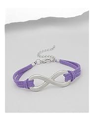 Purple Infinity Artificial Suede Leather Bracelet In White Base