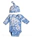 Apparel : Blue Clouds Tie-Dye Long Sleeve Bodysuit and Knotted Cap Set ~ newborn