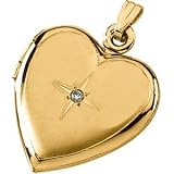 14K Yellow Gold Heart Shaped Diamond Locket