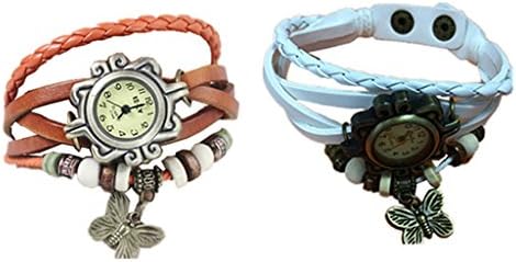 Cutebox Pack Of 2pcs Girls quartz Multi-strand Synthetic Leather Wrist Watches