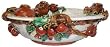 Red Pomegranate Wash Basin - Hand Sculpted Ceramic, White Crackle, Red, Green