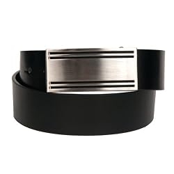 Mens New 1.5 Inch 4 Line Buckle Black Belt by Landes
