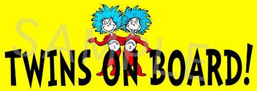 Dr. Seuss TWINS ON BOARD Car Decal. For Boy/Boy Twins.