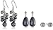 Amazon Collection Grey Tonal Stud and Cluster Drop Simulated Pearl Trio Earrings