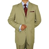 Signature Collection 3 Button 2pc Mens Suit Italian Tropical Light Weight Fabric Super 140s Hand Tailored Year Round Use Business Suit Sand Beige