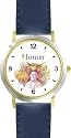 Homer - Blind Poet Author of the Iliad & The Odyssey - WATCHBUDDY&reg; DELUXE TWO-TONE THEME WATCH - Arabic Numbers - Blue Leather Strap-Size-Large ( Men's Size or Jumbo Women's Size )