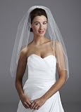 Davids Bridal Mid Length Veil with Double Row Metallic Edge Style V2105, Ivory