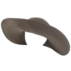 BIG SUN BEACH BRAID HAT VISOR FLOPPY WIDE 6" BRIM BROWN