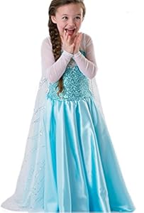 ReliBeauty Girls' Princess Elsa Fancy Dress Costume (7 years (6X), Sky Blue)