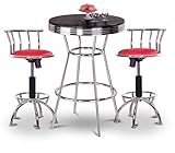 Chrome Bar Table & 2 Chrome Adjustable 24"-29" Washington Redskins NFL Fabr ....