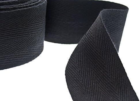 1 & 1/2" Black Natural Cotton Twill Tape Medium Weight 10 Yards