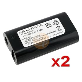 TWO Battery for KODAK KLIC-8000 Z612 Z812 Z712 IS Z8612
