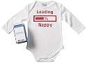 Spoilt Rotten - Loading Nappy Long Sleeve Babygrows / Bodysuit Alternative Baby Clothes 100% Organic Sizes 0-6 months + in funky Milk Carton WHITE