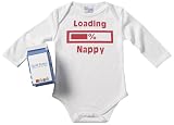 Spoilt Rotten - Loading Nappy Long Sleeve Babygrows / Bodysuit Alternative Baby Clothes 100% Organic Sizes 0-6 months + in funky Milk Carton WHITE